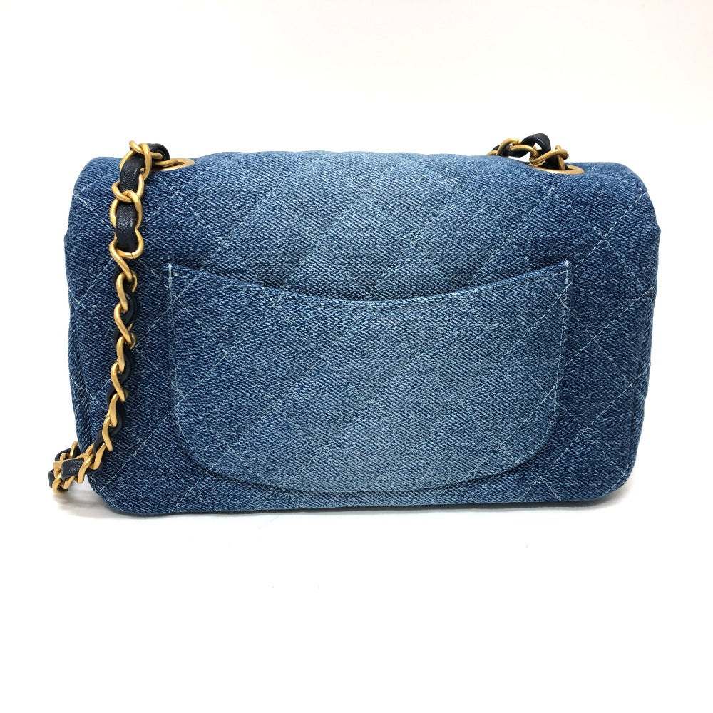 Chanel Shoulder Bag Denim Blue Mini Matrasse Women Used Authentic