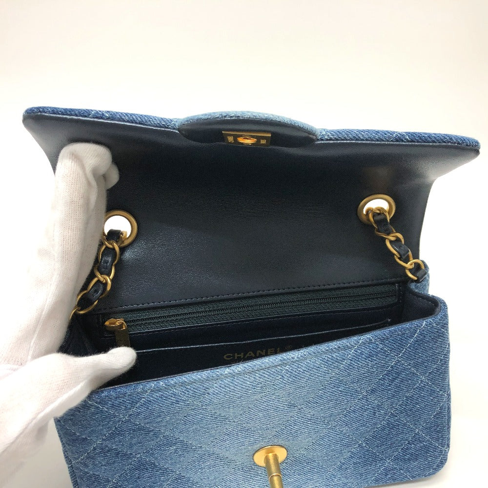 Chanel Shoulder Bag Denim Blue Mini Matrasse Women Used Authentic