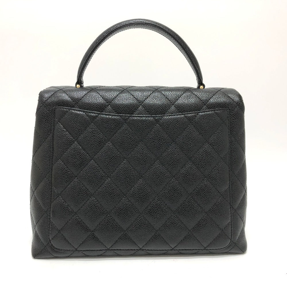 Chanel Handbag A12397 Caviar Skin Black Coco Mark Matrasse Women Used Authentic