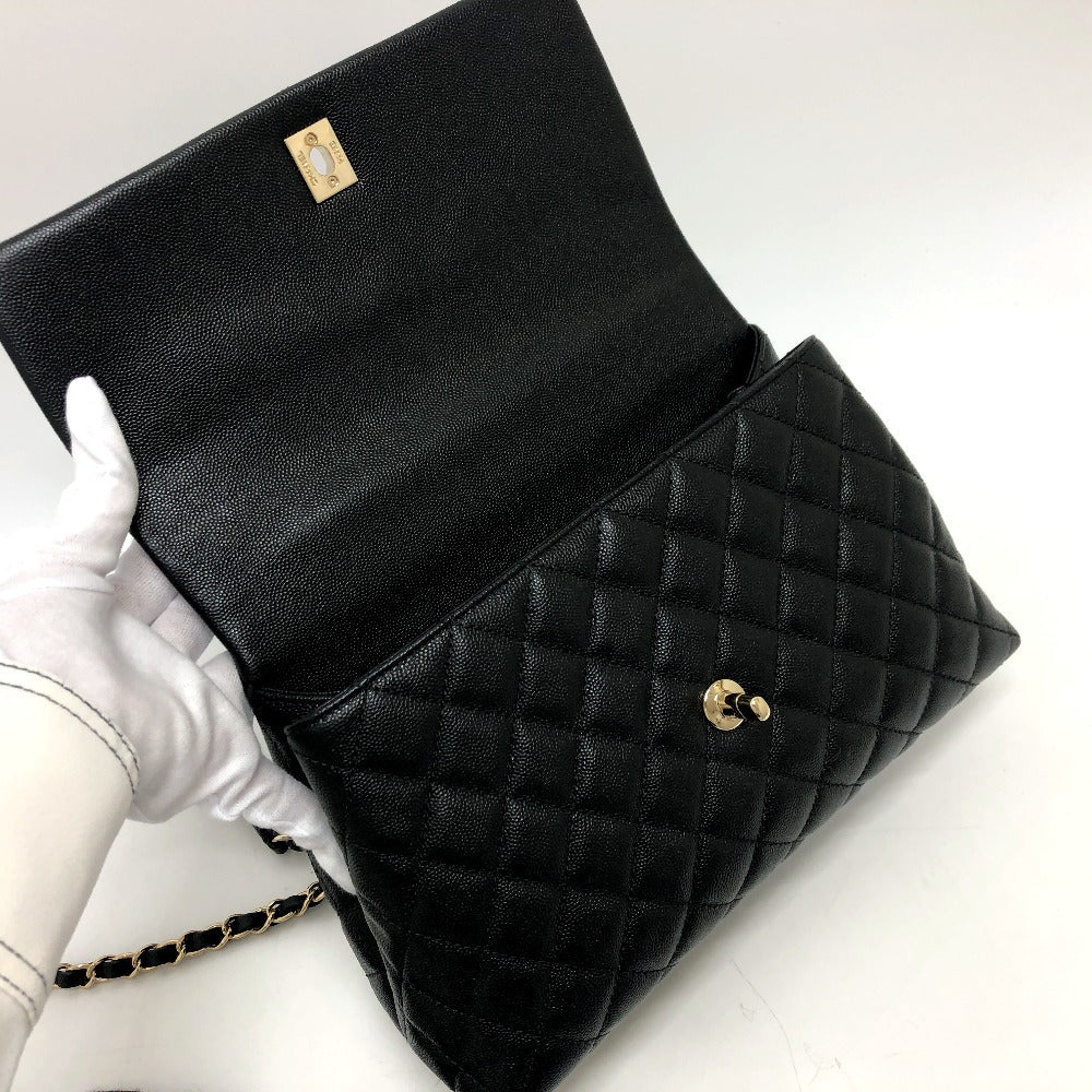 Chanel Handbag A92991 Caviar Skin Black Matelasse Coco Handle 29 Women Used Authentic