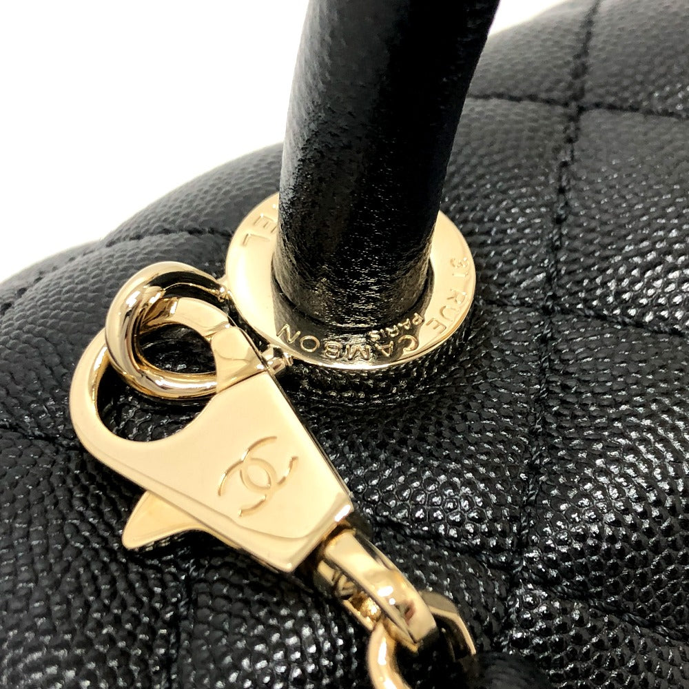 Chanel Handbag A92991 Caviar Skin Black Matelasse Coco Handle 29 Women Used Authentic