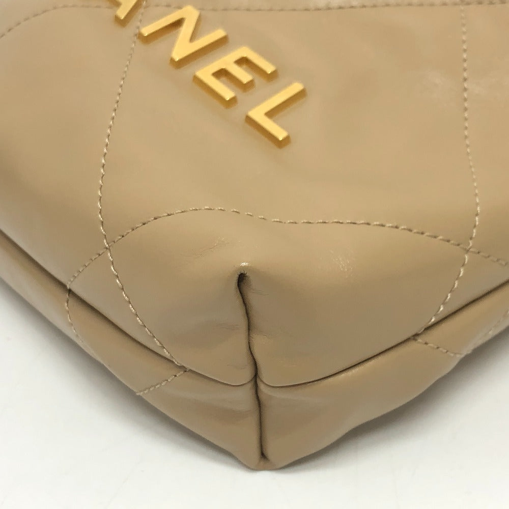 Chanel Shoulder Bag As3980 Leather Beige Coco Mark Chanel22 Mini 2 Way Women Used Authentic