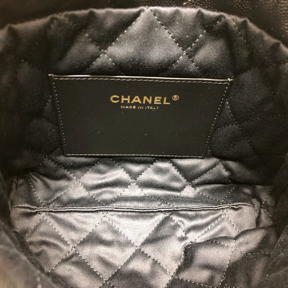 Chanel Shoulder Bag As3980 Caviar Skin Black Matrasse Chanel 22 So Black Women Used Authentic