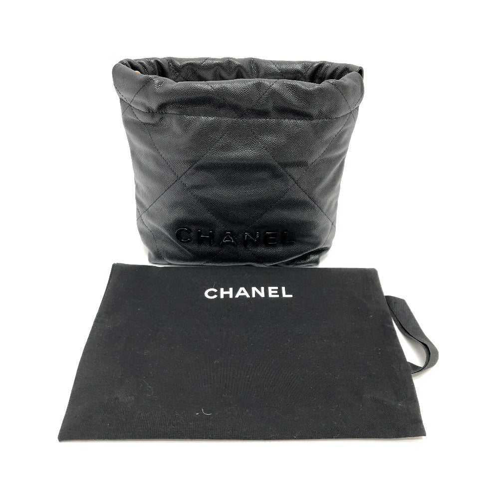 Chanel Shoulder Bag As3980 Caviar Skin Black Matrasse Chanel 22 So Black Women Used Authentic