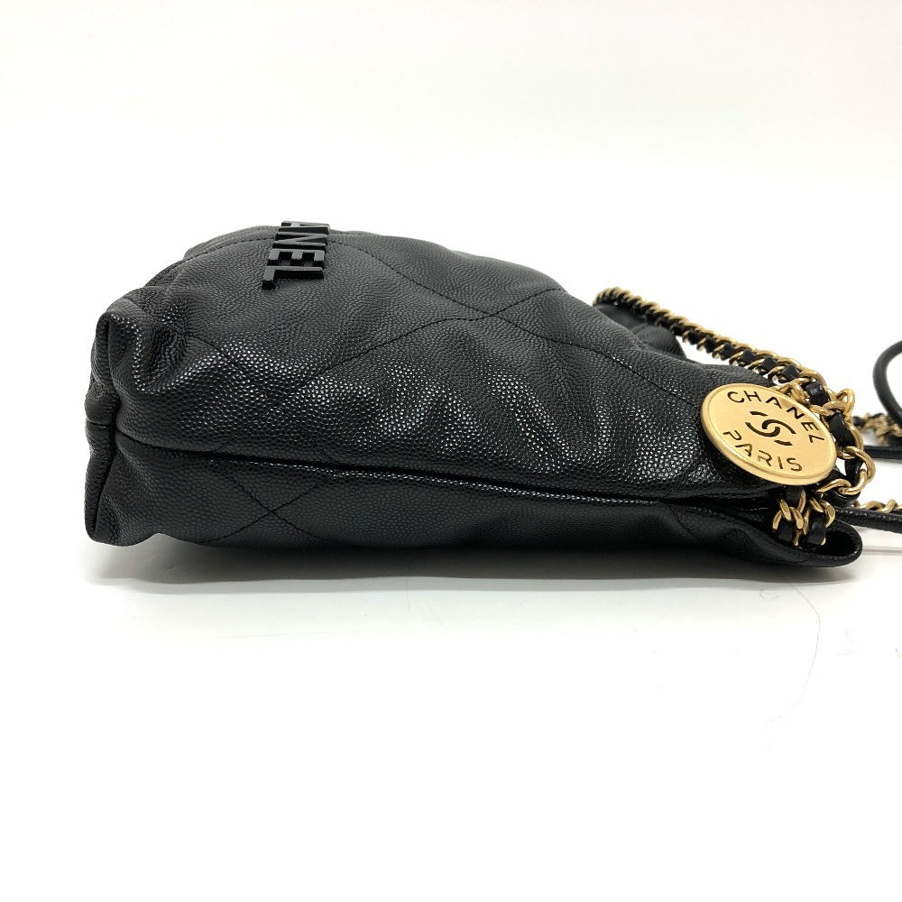 Chanel Shoulder Bag As3980 Caviar Skin Black Matrasse Chanel 22 So Black Women Used Authentic