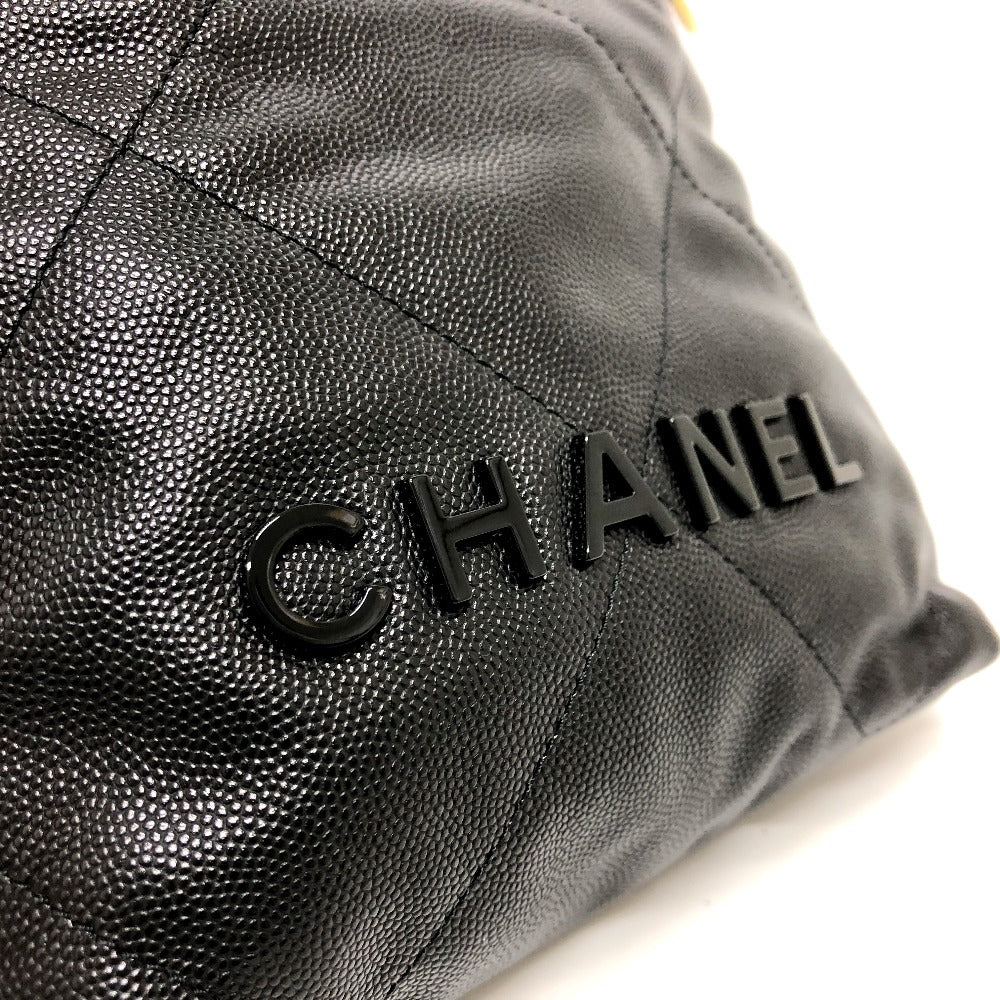 Chanel Shoulder Bag As3980 Caviar Skin Black Matrasse Chanel 22 So Black Women Used Authentic