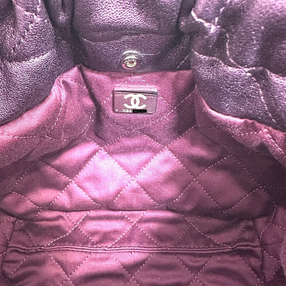 Chanel Shoulder Bag As3980 Leather Purple Chanel22 Glitter All Purple Women Used Authentic