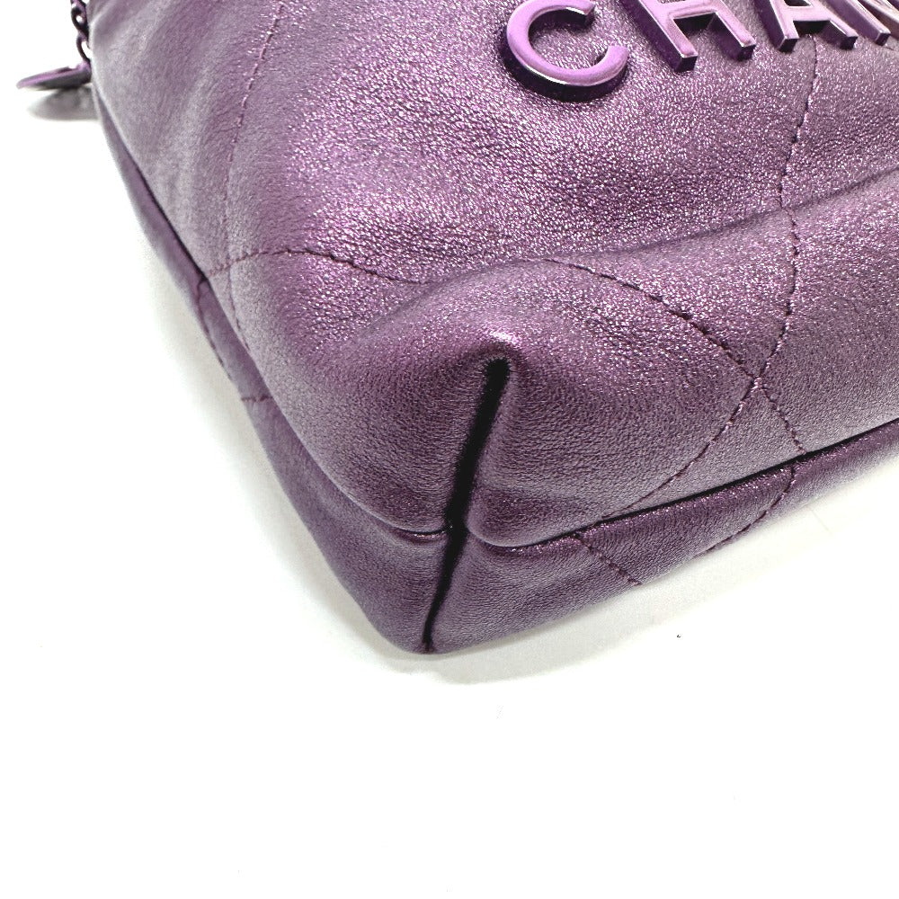 Chanel Shoulder Bag As3980 Leather Purple Chanel22 Glitter All Purple Women Used Authentic