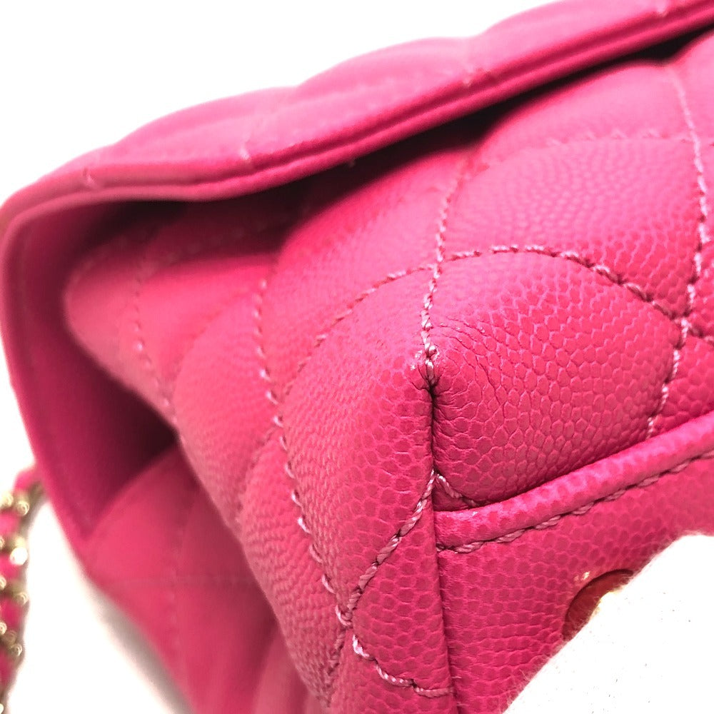 Chanel Handbag A92990 Caviar Skin Pink Matelasse Coco Handle Women 24(xs) Used Authentic