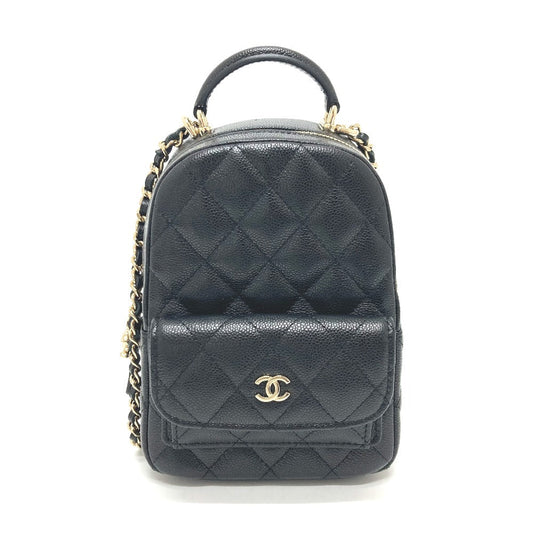 Chanel Backpack Ap3753 Caviar Skin Black Matrasse Timeless Classic Women Used Authentic