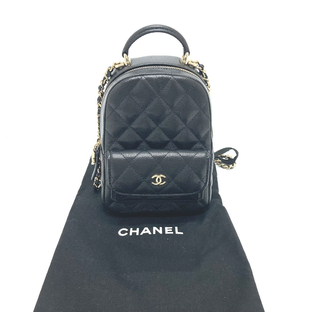 Chanel Backpack Ap3753 Caviar Skin Black Matrasse Timeless Classic Women Used Authentic