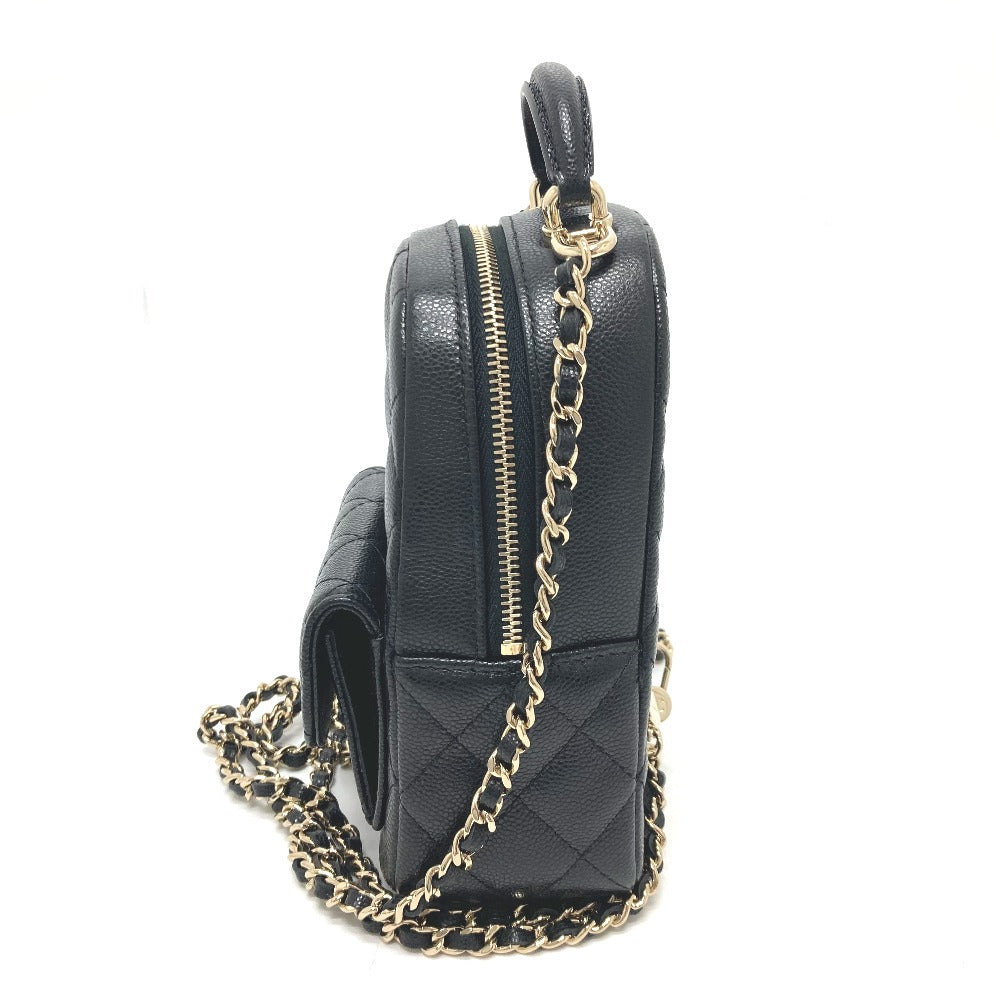 Chanel Backpack Ap3753 Caviar Skin Black Matrasse Timeless Classic Women Used Authentic