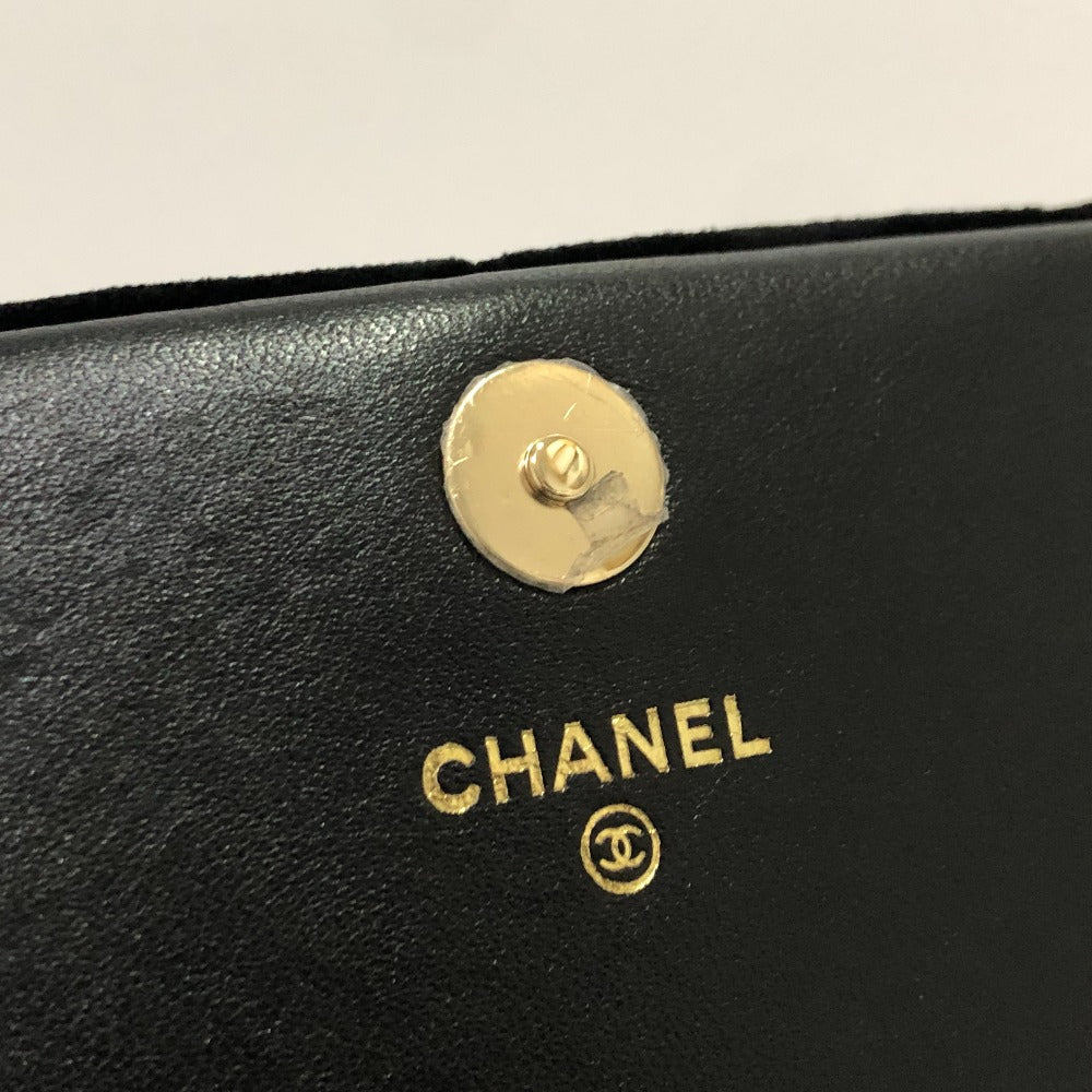 Chanel Shoulder Bag Velor Black Velour Matelasse Women Used Authentic