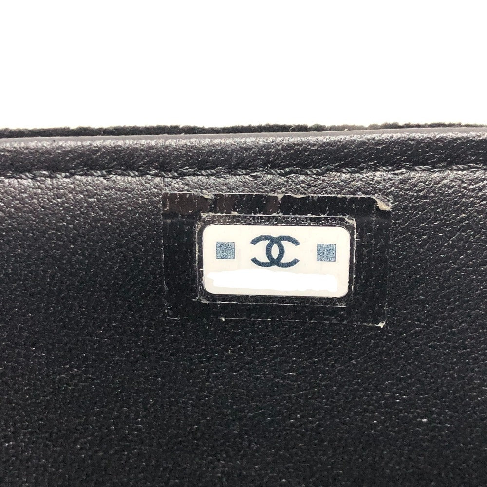 Chanel Shoulder Bag Velor Black Velour Matelasse Women Used Authentic