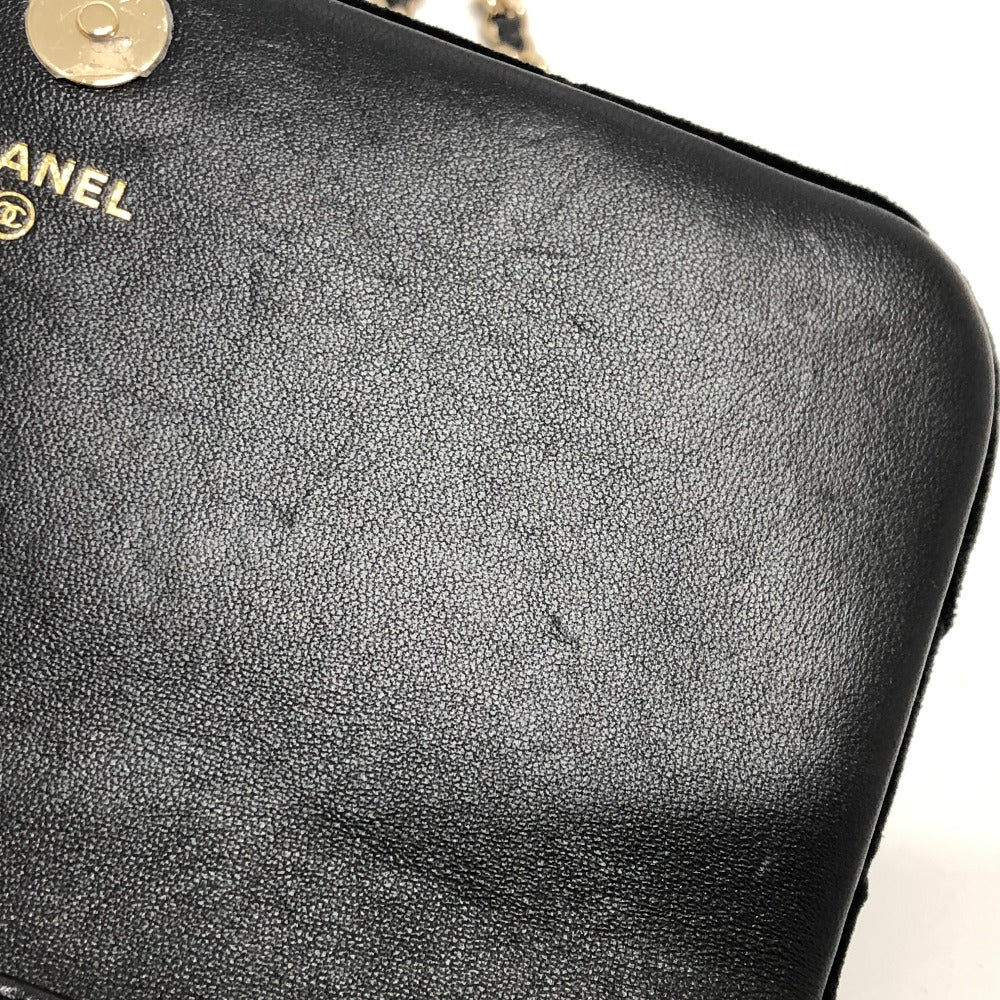 Chanel Shoulder Bag Velor Black Velour Matelasse Women Used Authentic