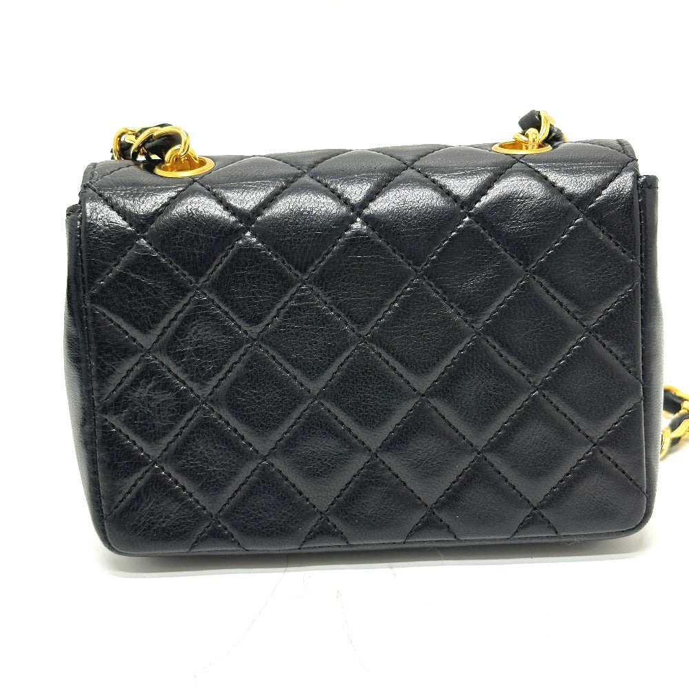 Chanel Shoulder Bag 2208 Lambskin Black Mini Matrasse Women Used Authentic