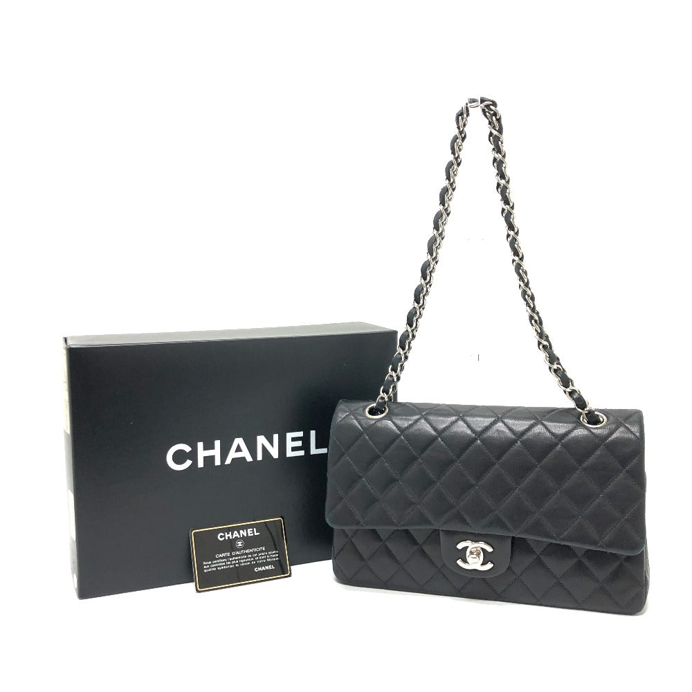 Chanel Shoulder Bag A01112 Lambskin Black Matrasse 25 Women Used Authentic