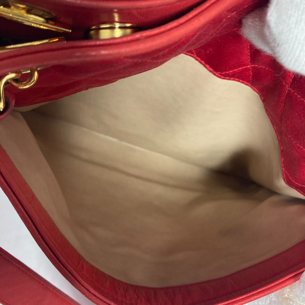 Chanel Shoulder Bag Satin, Leather Red Vintage Cocoball Matrasse Quilting Women Used Authentic