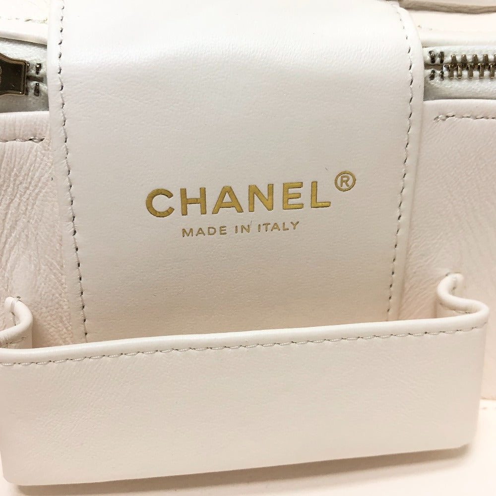 Chanel Shoulder Bag As3171 Caviar Skin White Coco Mark Cc Vanity Bag Women Used Authentic