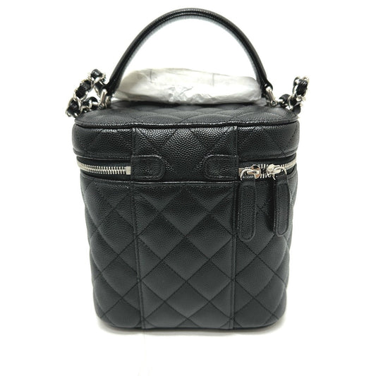 Chanel Vanity Bag As2362 Caviar Skin Black Coco Mark Cc Matelasse Quilting Women Used Authentic