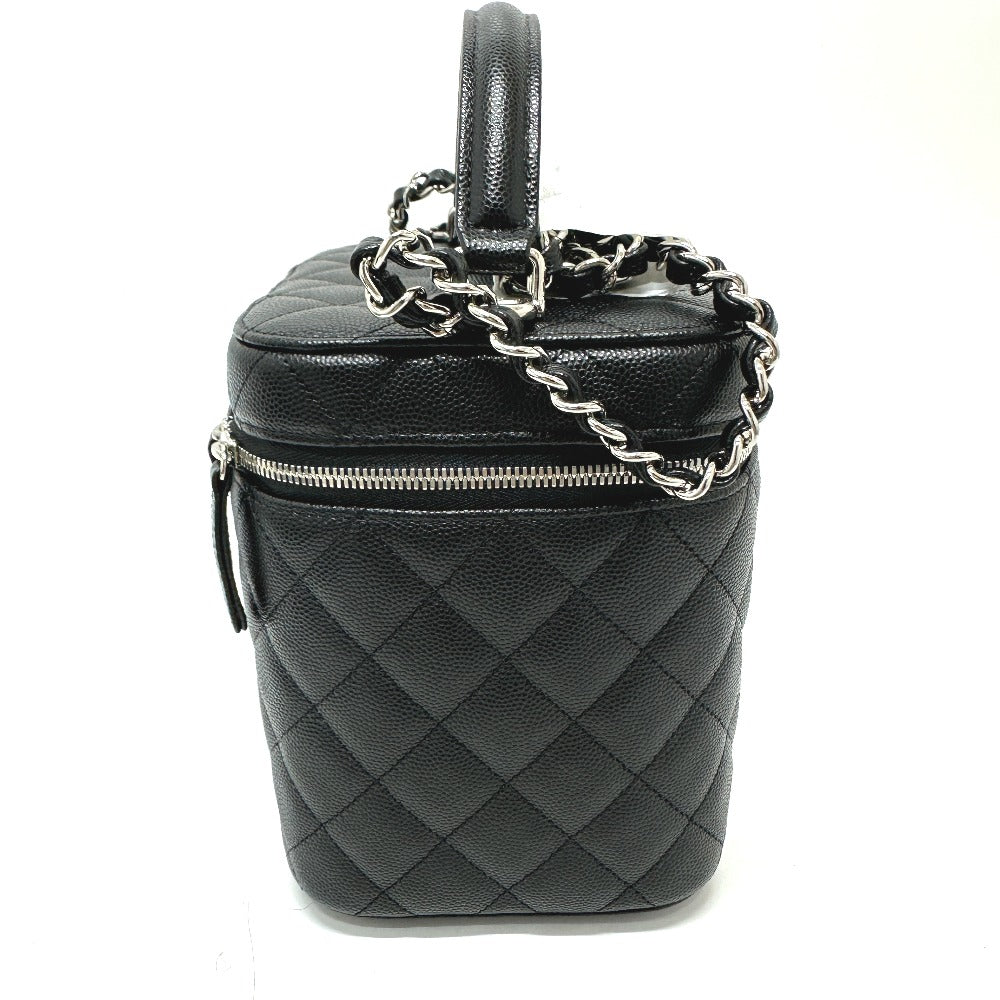 Chanel Vanity Bag As2362 Caviar Skin Black Coco Mark Cc Matelasse Quilting Women Used Authentic