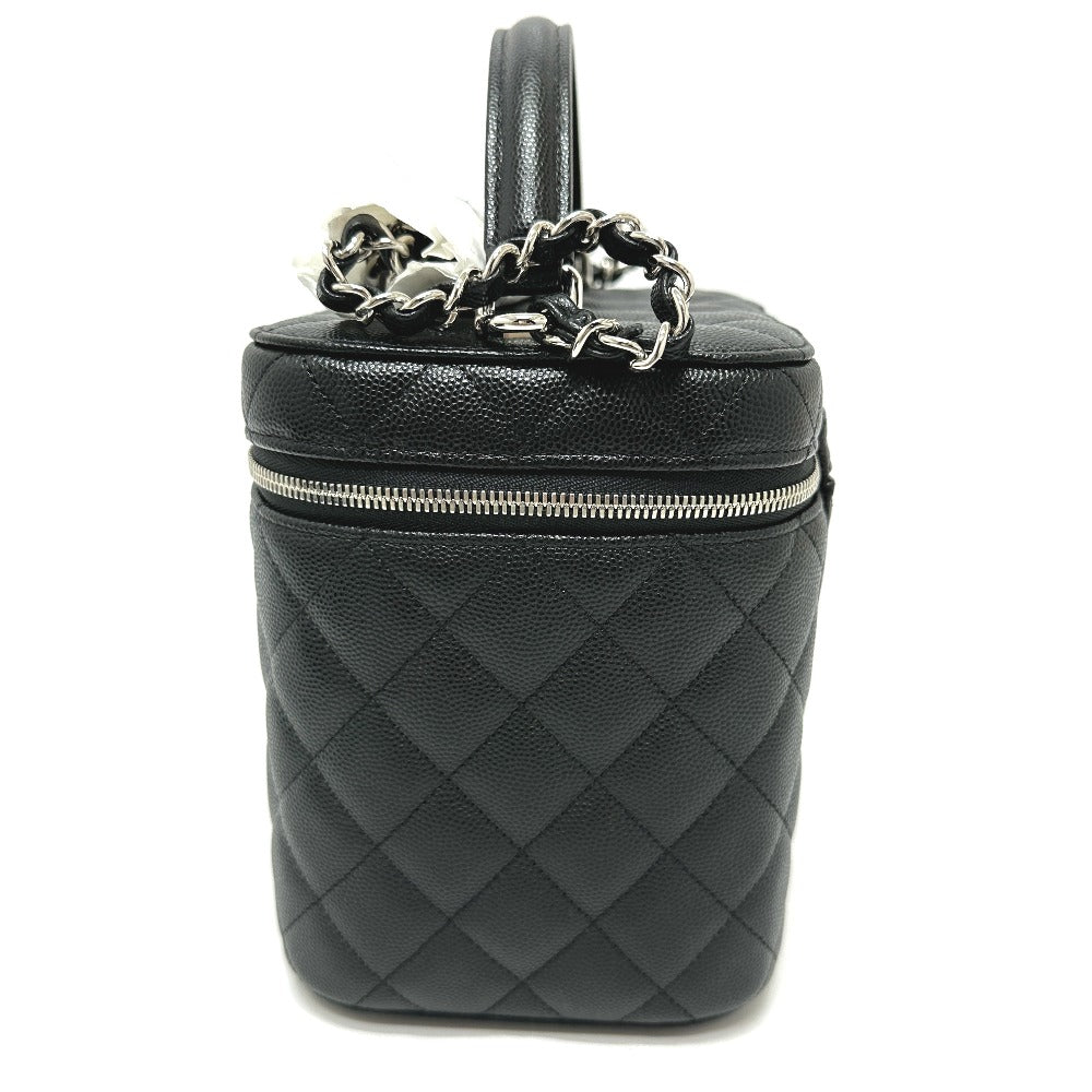 Chanel Vanity Bag As2362 Caviar Skin Black Coco Mark Cc Matelasse Quilting Women Used Authentic