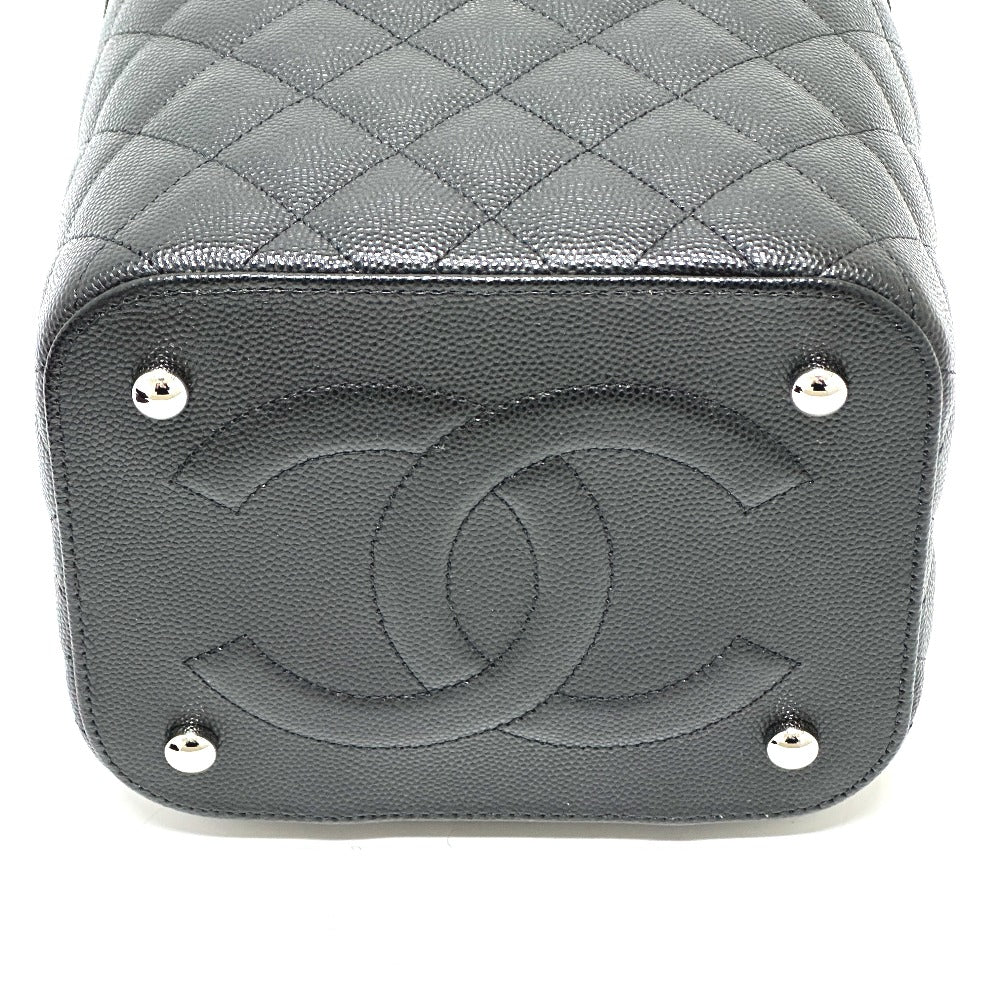 Chanel Vanity Bag As2362 Caviar Skin Black Coco Mark Cc Matelasse Quilting Women Used Authentic