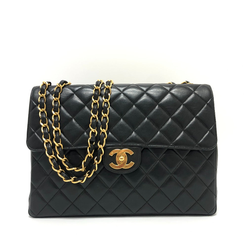 Chanel Shoulder Bag Lambskin Black Matrasse 30 Women Used Authentic