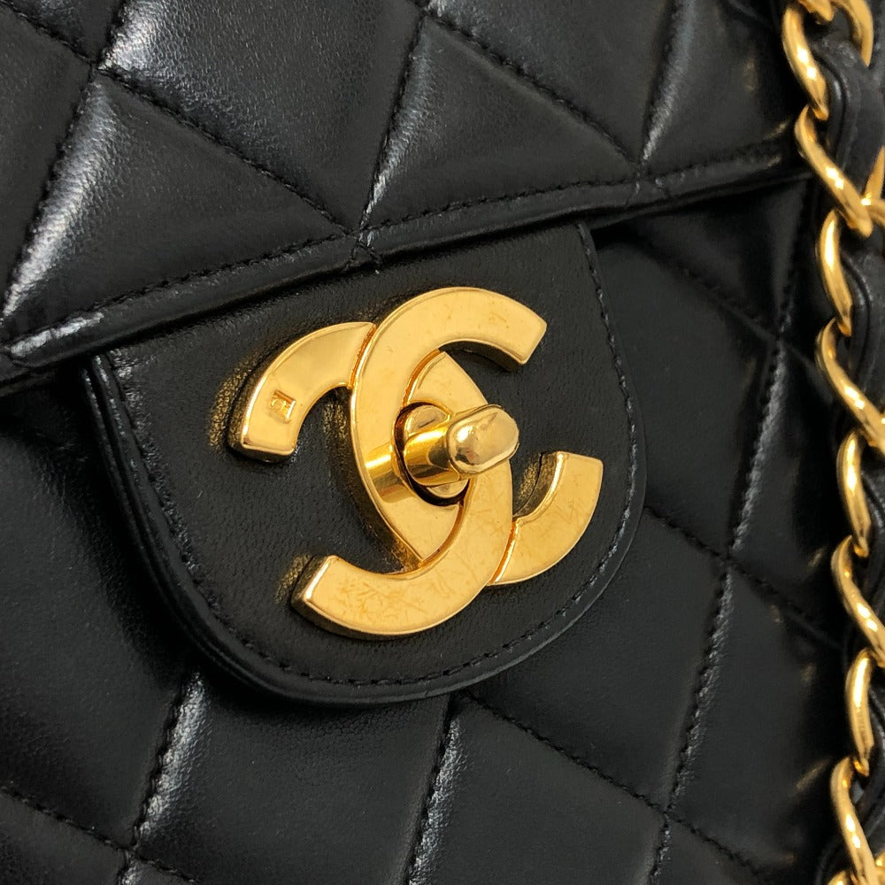 Chanel Shoulder Bag Lambskin Black Matrasse 30 Women Used Authentic