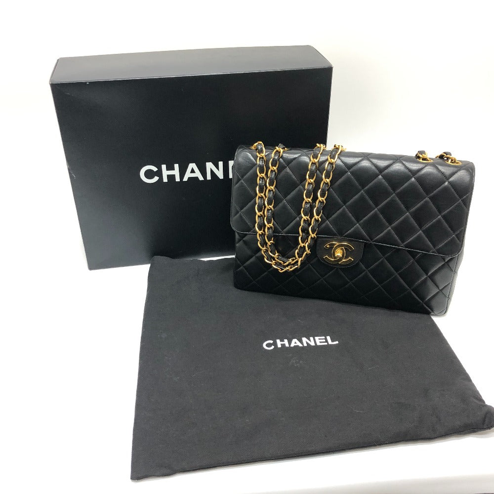 Chanel Shoulder Bag Lambskin Black Matrasse 30 Women Used Authentic