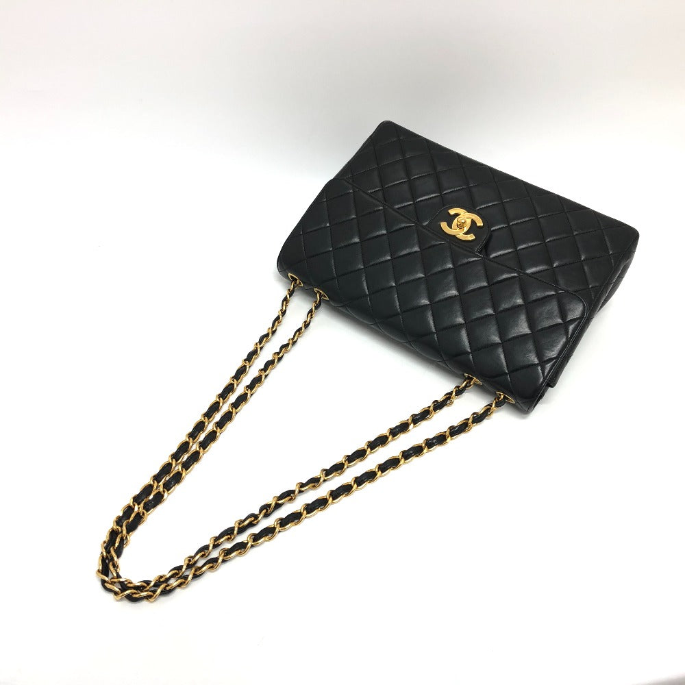 Chanel Shoulder Bag Lambskin Black Matrasse 30 Women Used Authentic