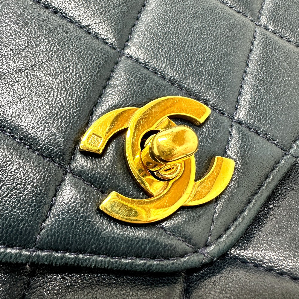 Chanel Tote Bag Lambskin Navy Quilting Vintage W Chain Cc Matelasse Coco Mark Women Used Authentic