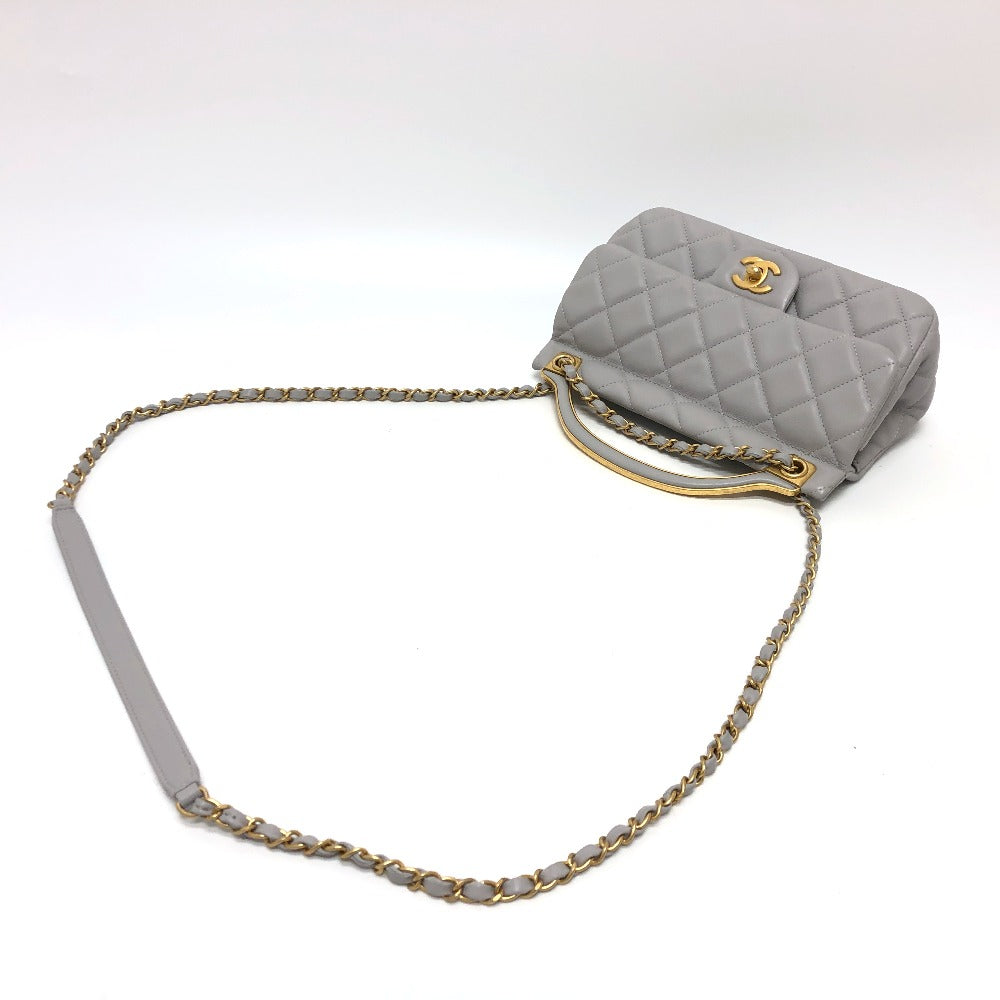 Chanel Shoulder Bag Lambskin Gray Handbag Matrasse Women Used Authentic