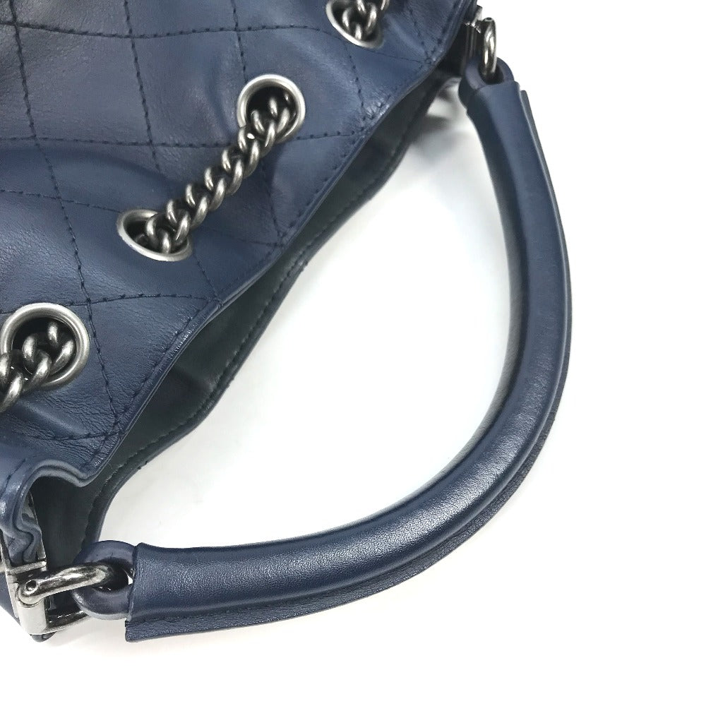 Chanel Shoulder Bag Leather Blue Shoulder Matelasse Cc Coco Mark Chain Women Used Authentic