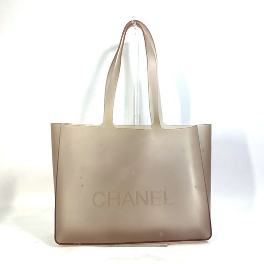 Chanel Tote Bag Rubber Gray Type Shoulder Logo Women Used Authentic