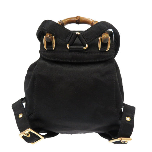 Gucci Backpack 005 4781 0319 Bamboo Black Women Used Authentic