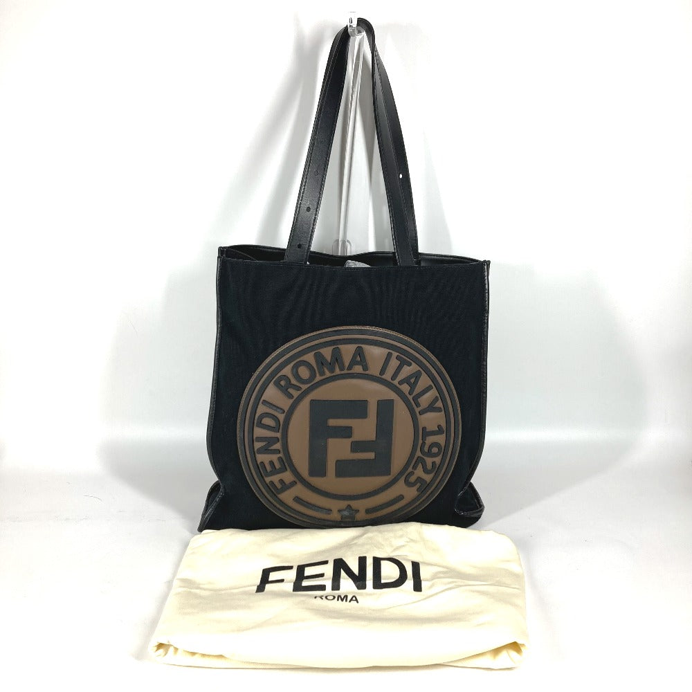 Fendi Tote Bag 7 Va435 Canvas / Leather Black Vertical Shoulder Bag Logo Ff Unisex(unisex) Used Authentic