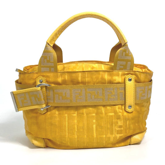 Fendi Handbag 8 Bh142 Nylon Yellow Ff Zucca Women Used Authentic