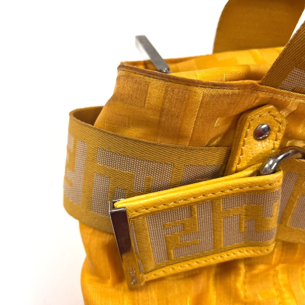 Fendi Handbag 8 Bh142 Nylon Yellow Ff Zucca Women Used Authentic