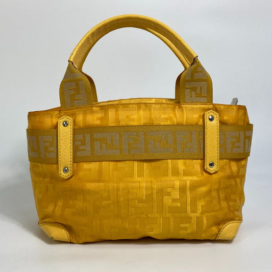 Fendi Handbag 8 Bh142 Nylon Yellow Ff Zucca Women Used Authentic