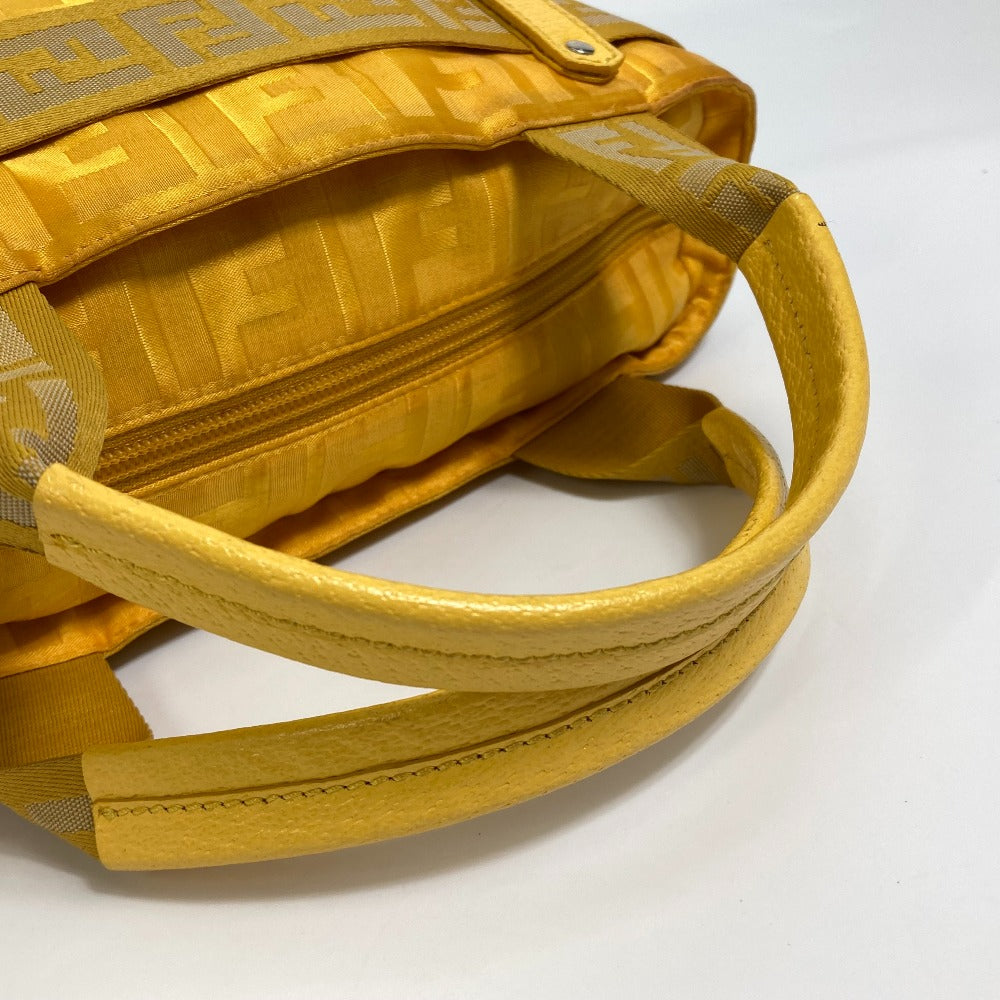 Fendi Handbag 8 Bh142 Nylon Yellow Ff Zucca Women Used Authentic