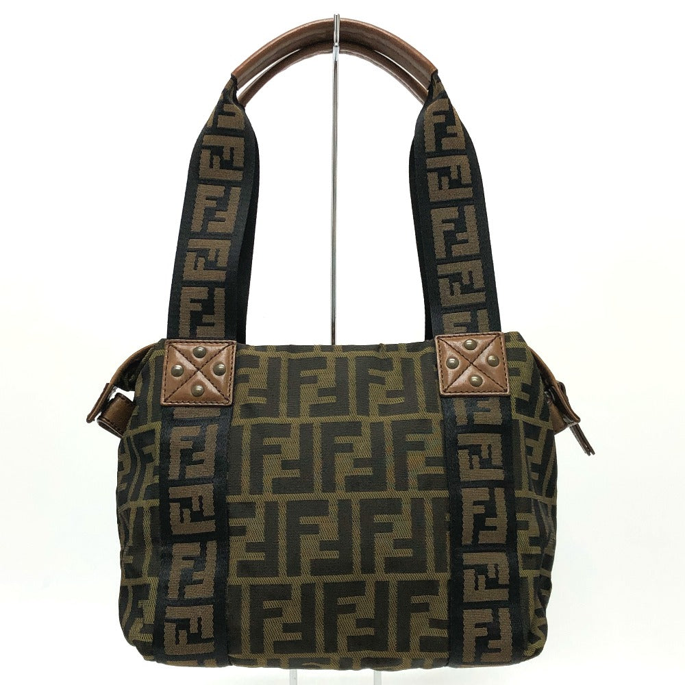 Fendi Handbag 7 Vs078 Canvas Brown Ff Logo Zucca Women Used Authentic