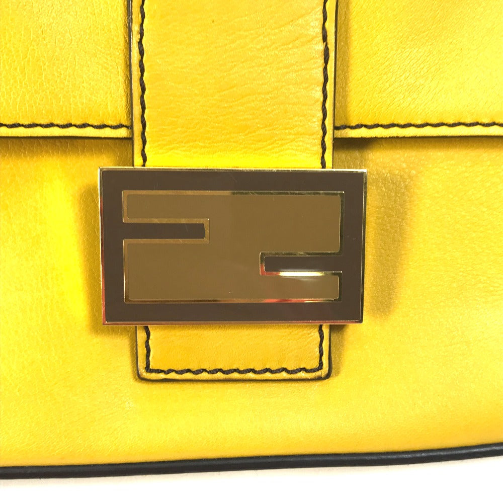 Fendi Handbag 8 Br600 Leather Yellow Ff Mamma Bucket Women Used Authentic