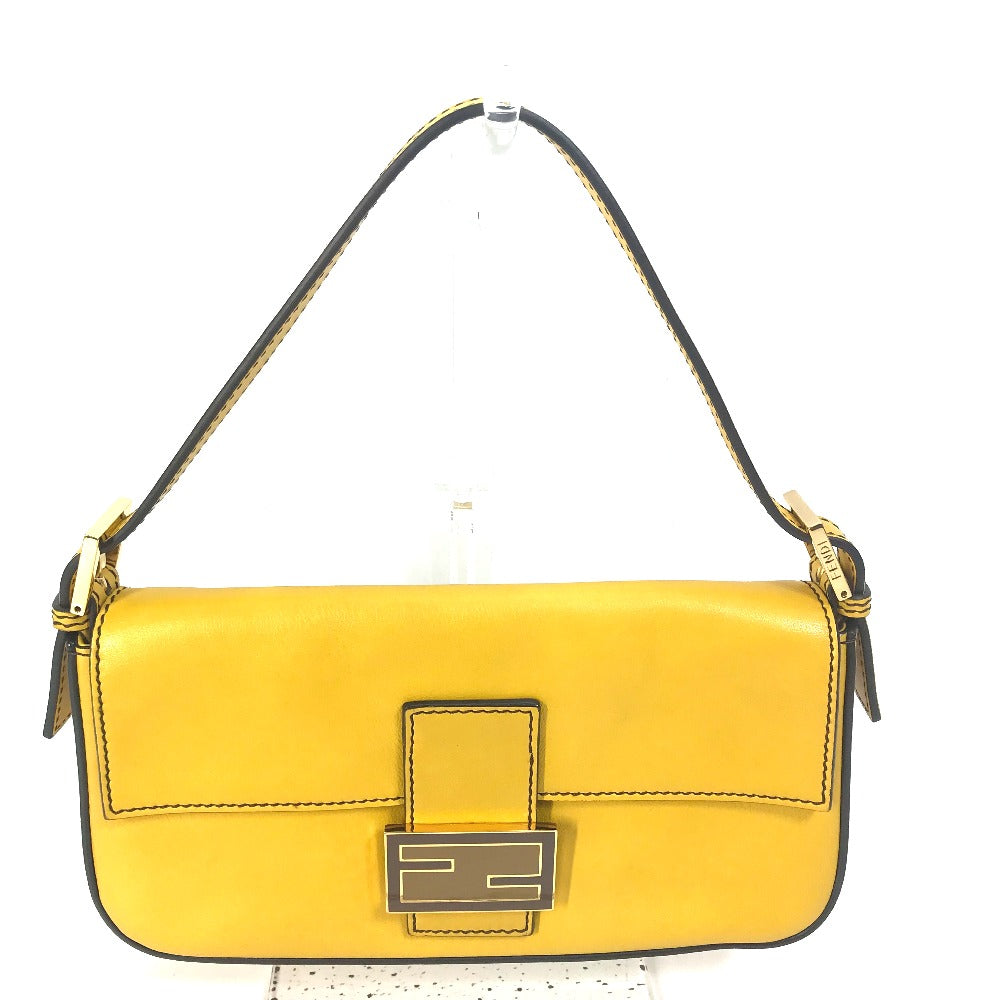 Fendi Handbag 8 Br600 Leather Yellow Ff Mamma Bucket Women Used Authentic