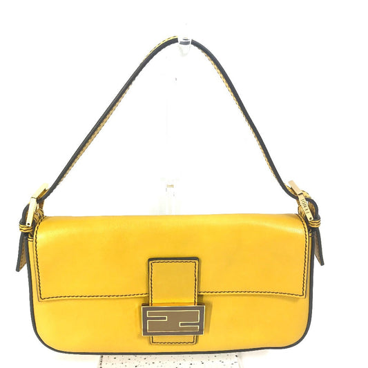 Fendi Handbag 8 Br600 Leather Yellow Ff Mamma Bucket Women Used Authentic