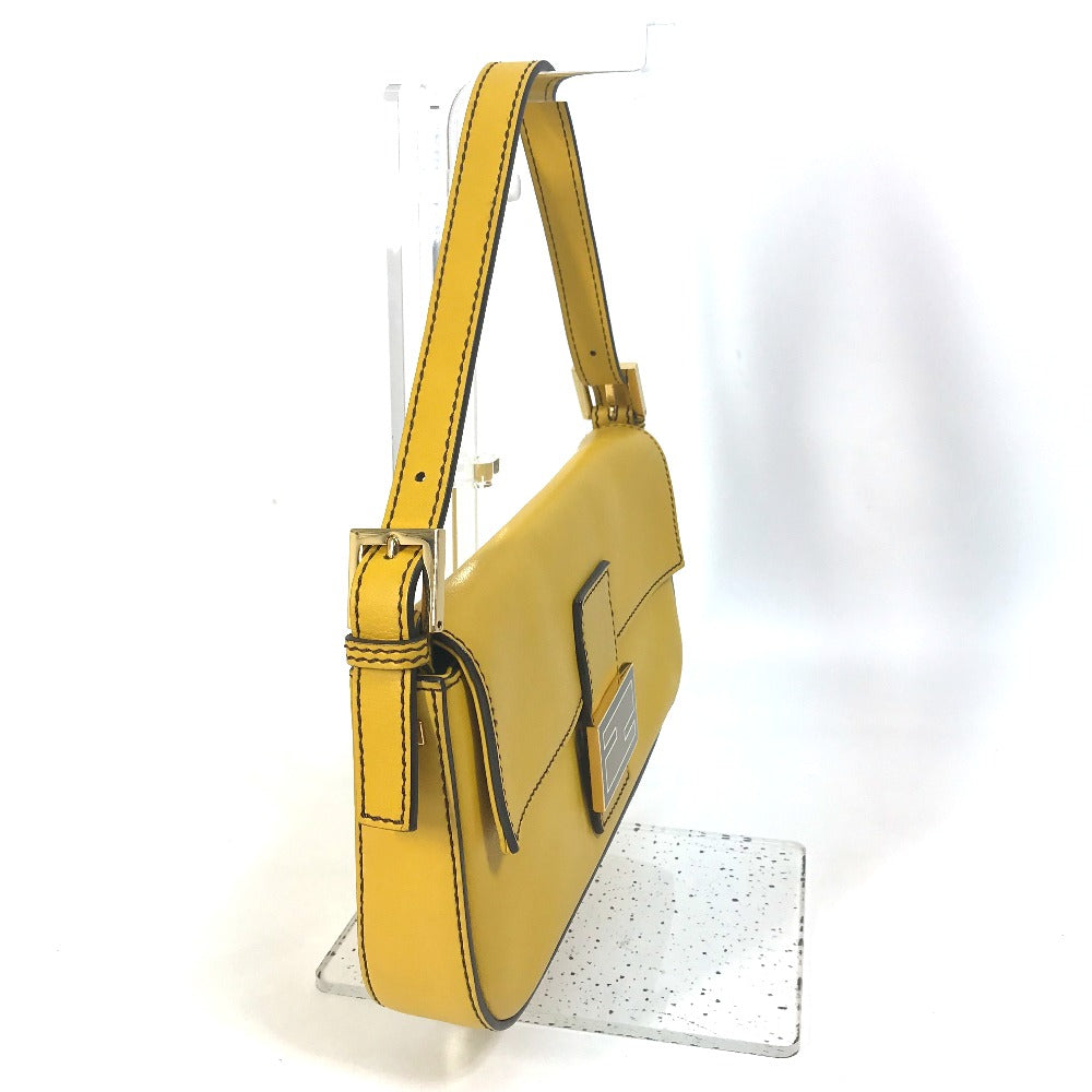 Fendi Handbag 8 Br600 Leather Yellow Ff Mamma Bucket Women Used Authentic