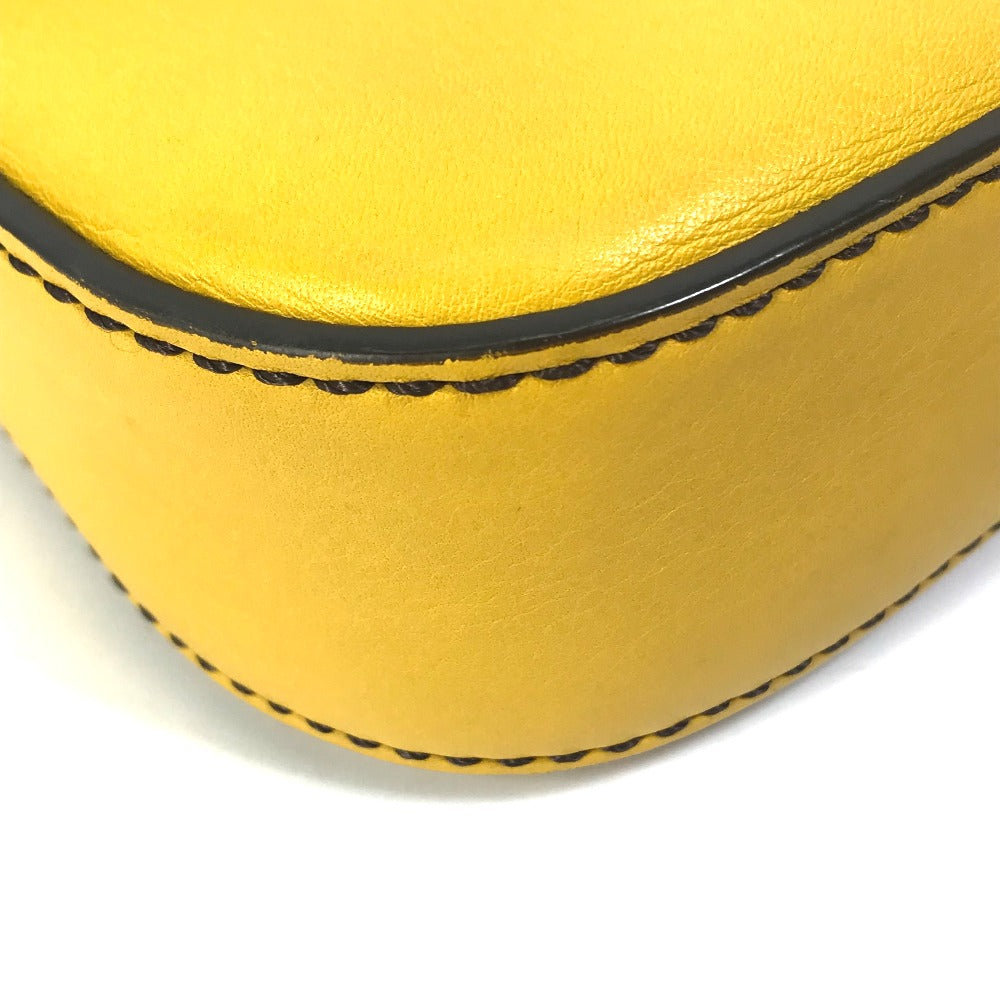 Fendi Handbag 8 Br600 Leather Yellow Ff Mamma Bucket Women Used Authentic