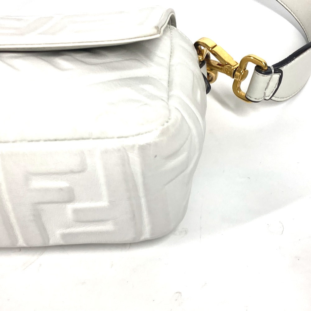 Fendi Shoulder Bag 8 Br600 Leather White Zucca Mamma Bucket