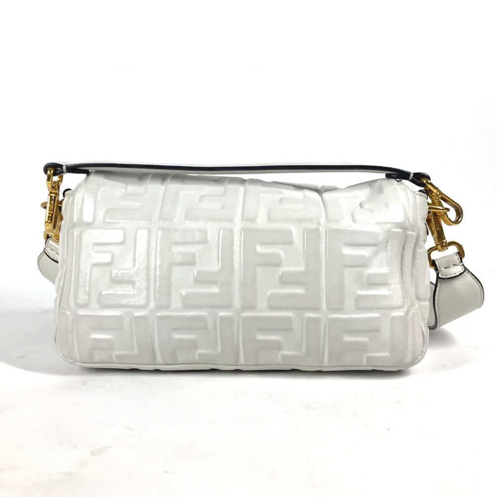 Fendi Shoulder Bag 8 Br600 Leather White Zucca Mamma Bucket