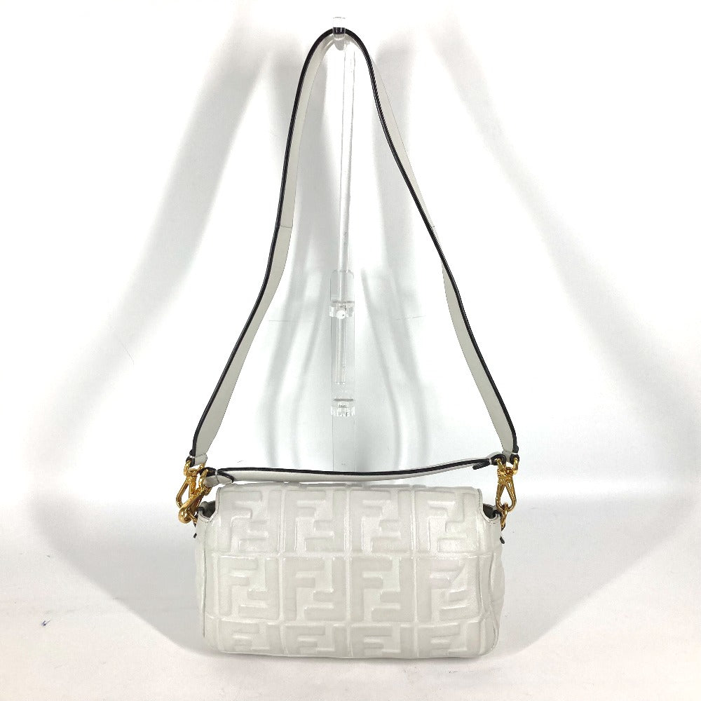 Fendi Shoulder Bag 8 Br600 Leather White Zucca Mamma Bucket